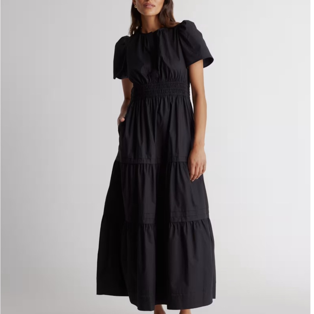 Quince 100% Organic Cotton Poplin Tiered Maxi Dress